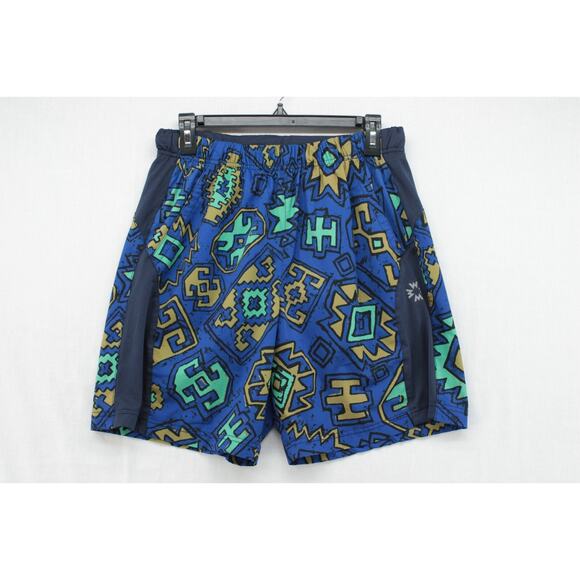 Without Walls Swim Trunks Mens Medium Blue Lined Tribal Geometric Lined Hybrid - Picture 1 of 9